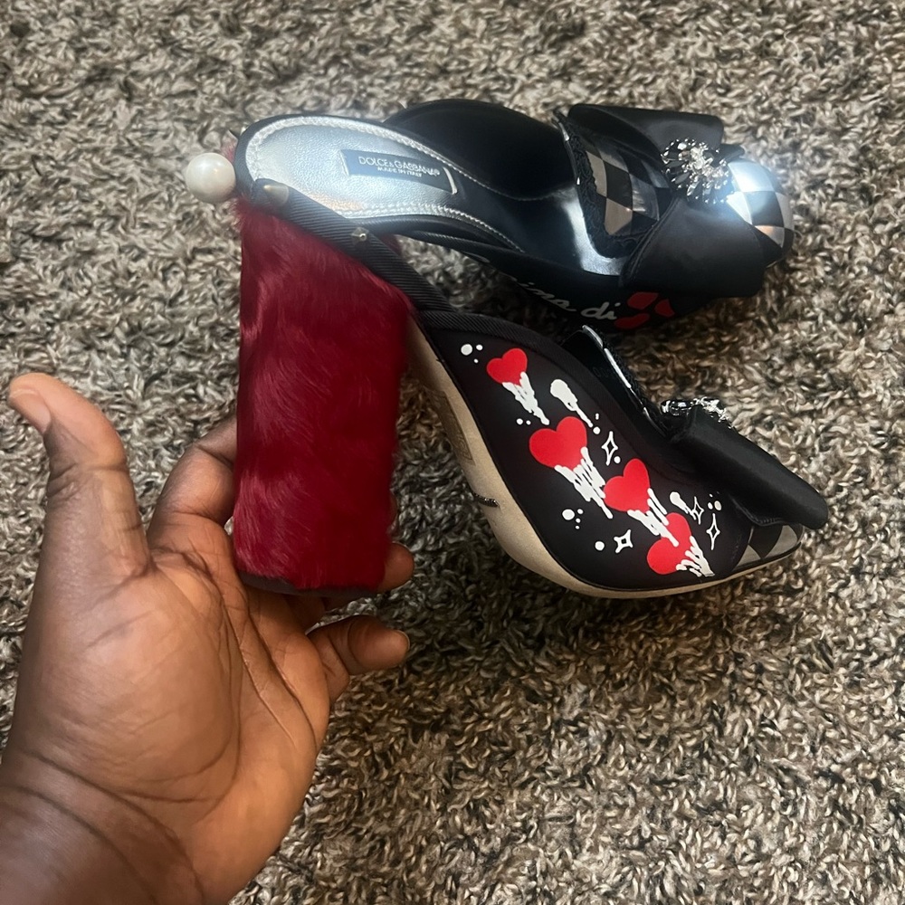 Dolce & Gabbana Black and Red Heart Heels